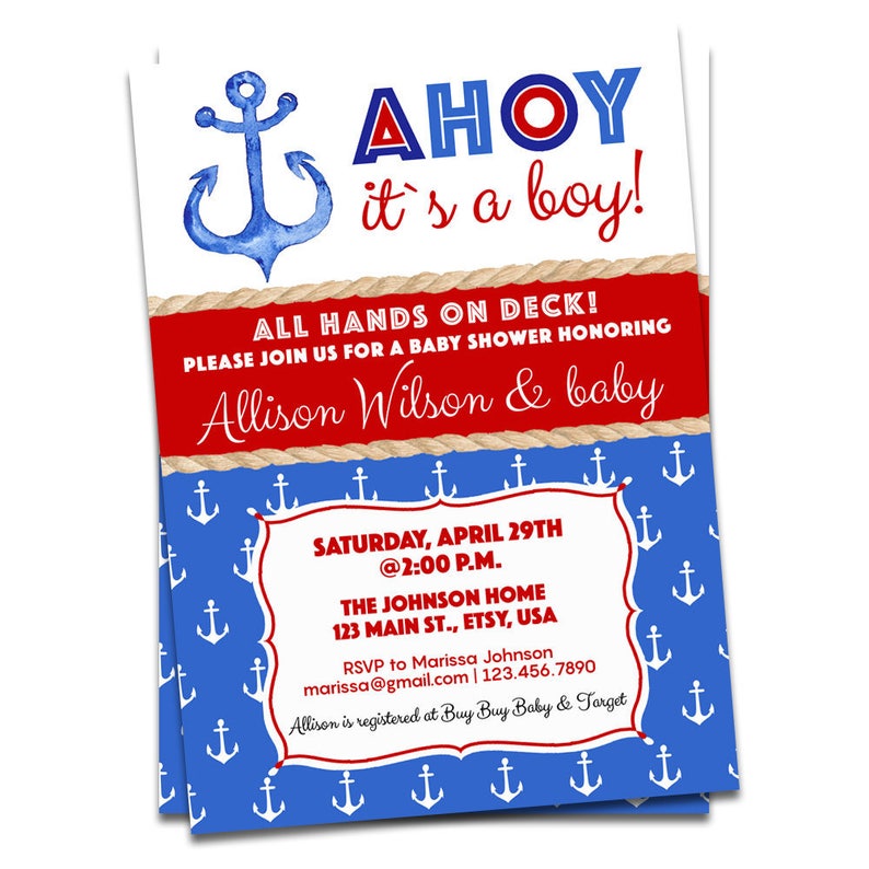 Nautical Invitation Boy Baby Shower Invitation Nautical Boy Etsy Nautical Invitation Boy Baby Shower Invitation Nautical Boy Etsy
