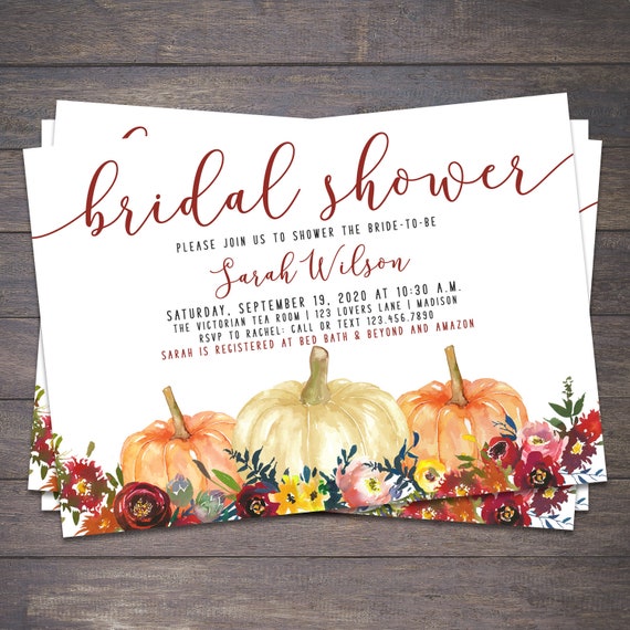 Fall Floral Pumpkin Bridal Brunch Invitation, Fall Floral Pumpkin Bridal Shower Invitations, Brunch with the Bride Fall Bridal Shower Invite