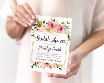 Floral Bridal Shower Invitation, Bridal Shower Invitation Florals, Floral Invitation, Printable Bridal Shower Invitation Floral
