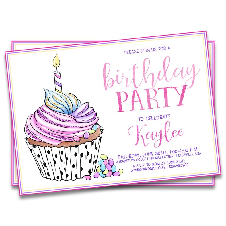 Birthday Party Invitations Girl Birthday Party Invites Etsy