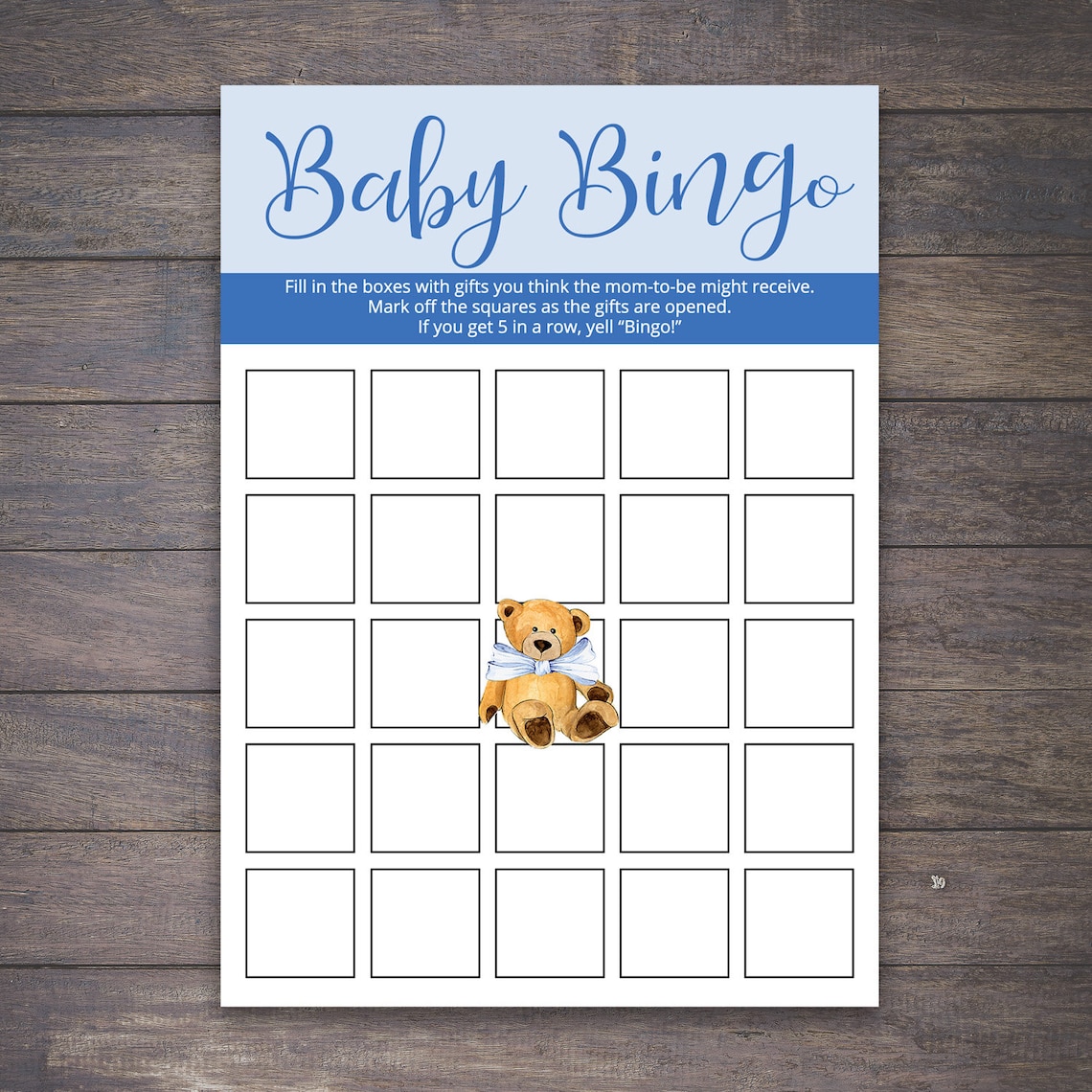 Baby Shower Bingo Printable Teddy Bear Baby Shower Bingo - Etsy
