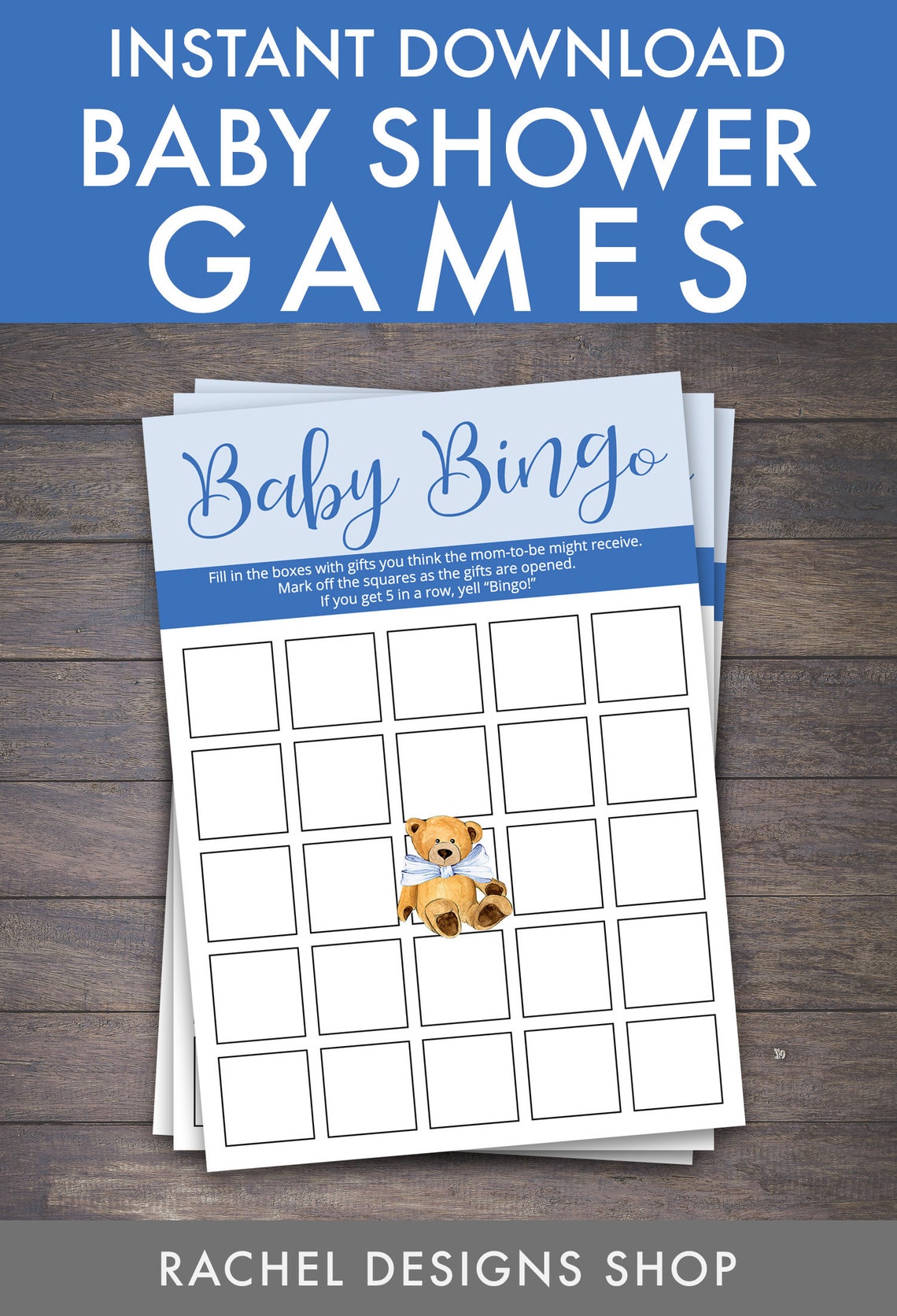 Baby Shower Bingo Printable Teddy Bear Baby Shower Bingo - Etsy