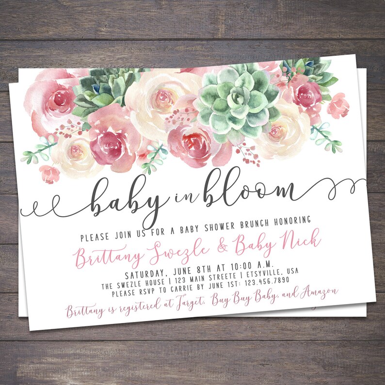 The Flower Blooming Baby Lord Baby in Bloom Invitation Baby in Bloom Invitations Pink | Etsy