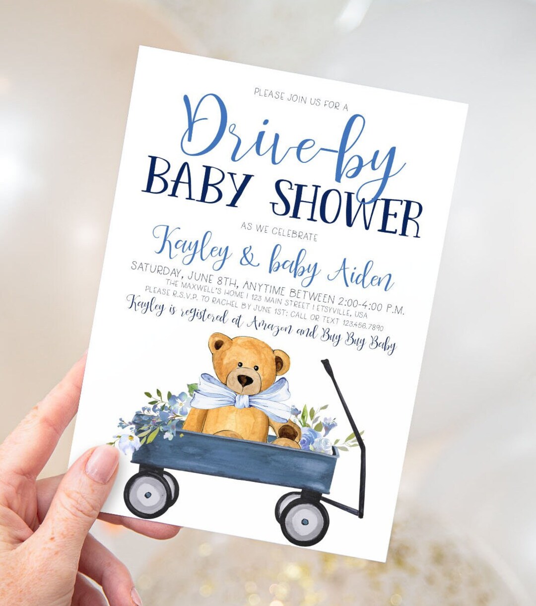 Drive by Baby Shower Invitation Teddy Bear Drive by Baby Etsy