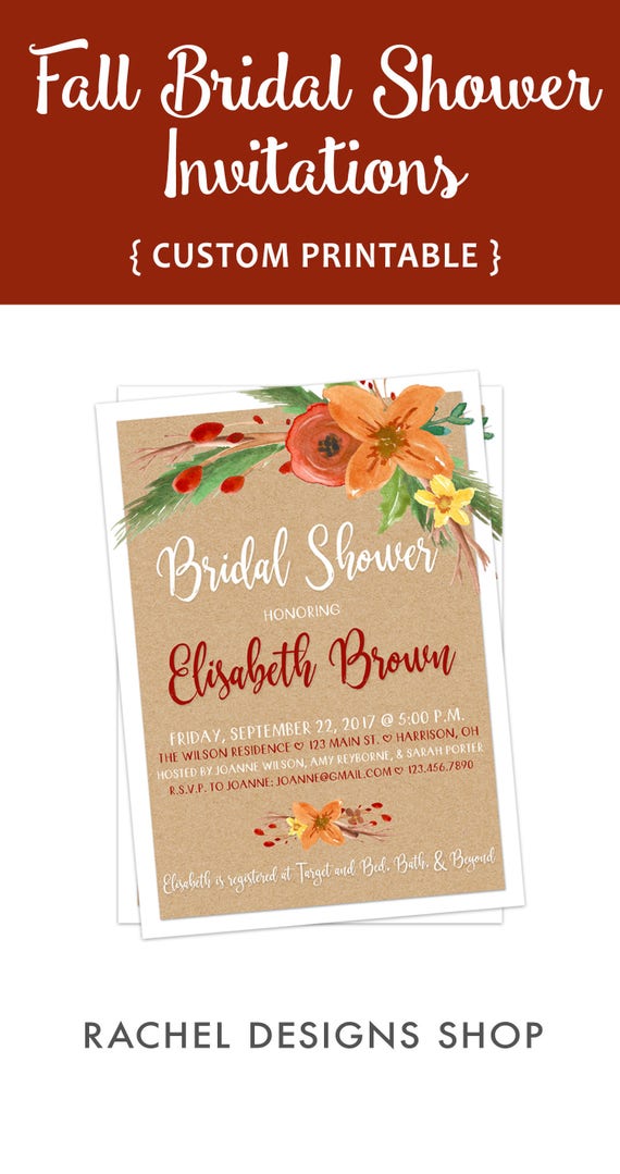 Fall Wedding Shower Invitations Fall Bridal Shower Etsy