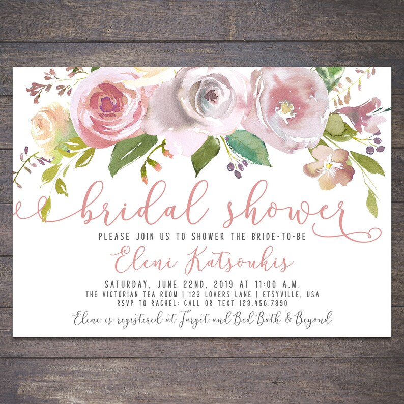 Blush Bridal Shower Invitation Blush Bridal Brunch Etsy