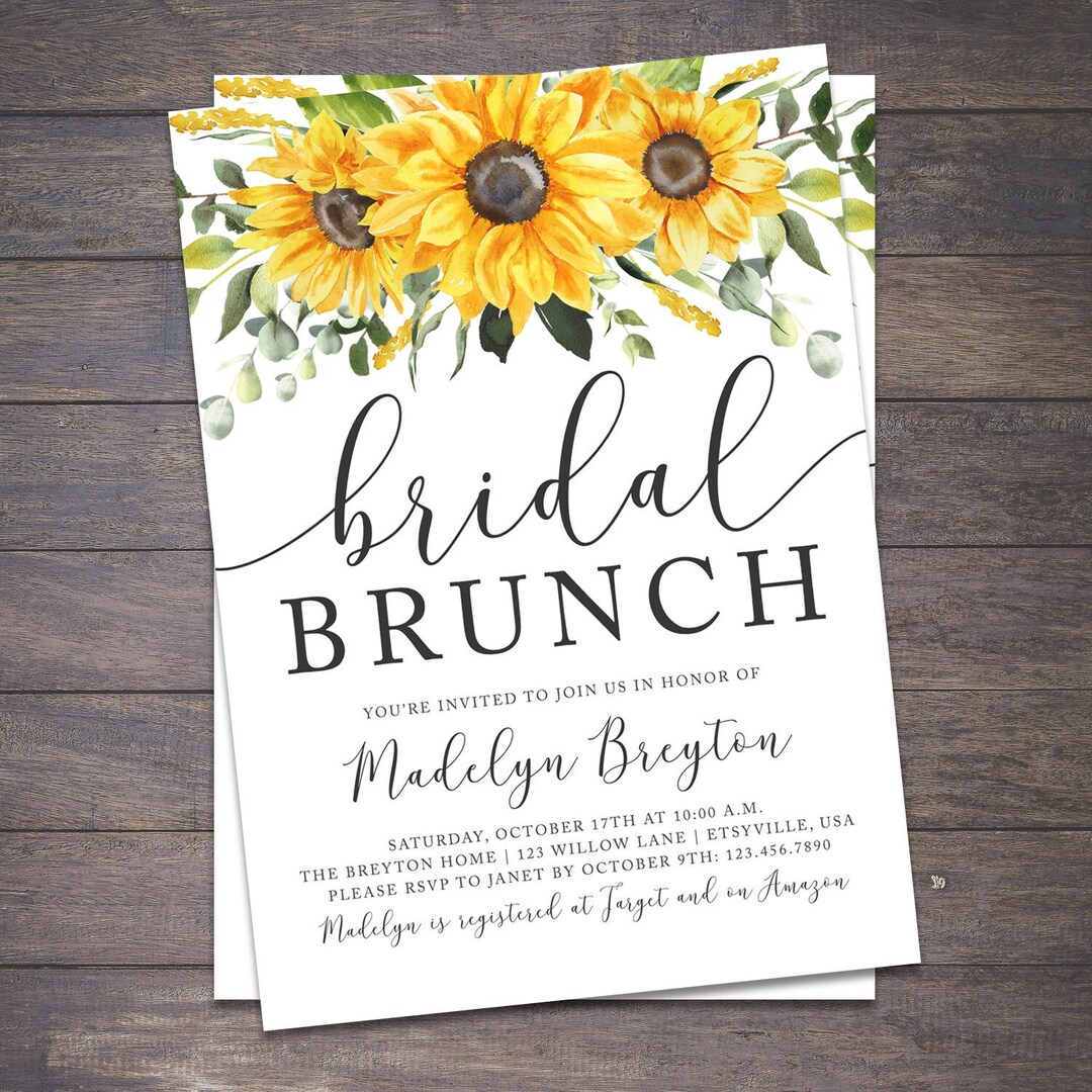 Sunflower Bridal Brunch Invitation, Sunflower Brunch Invitation