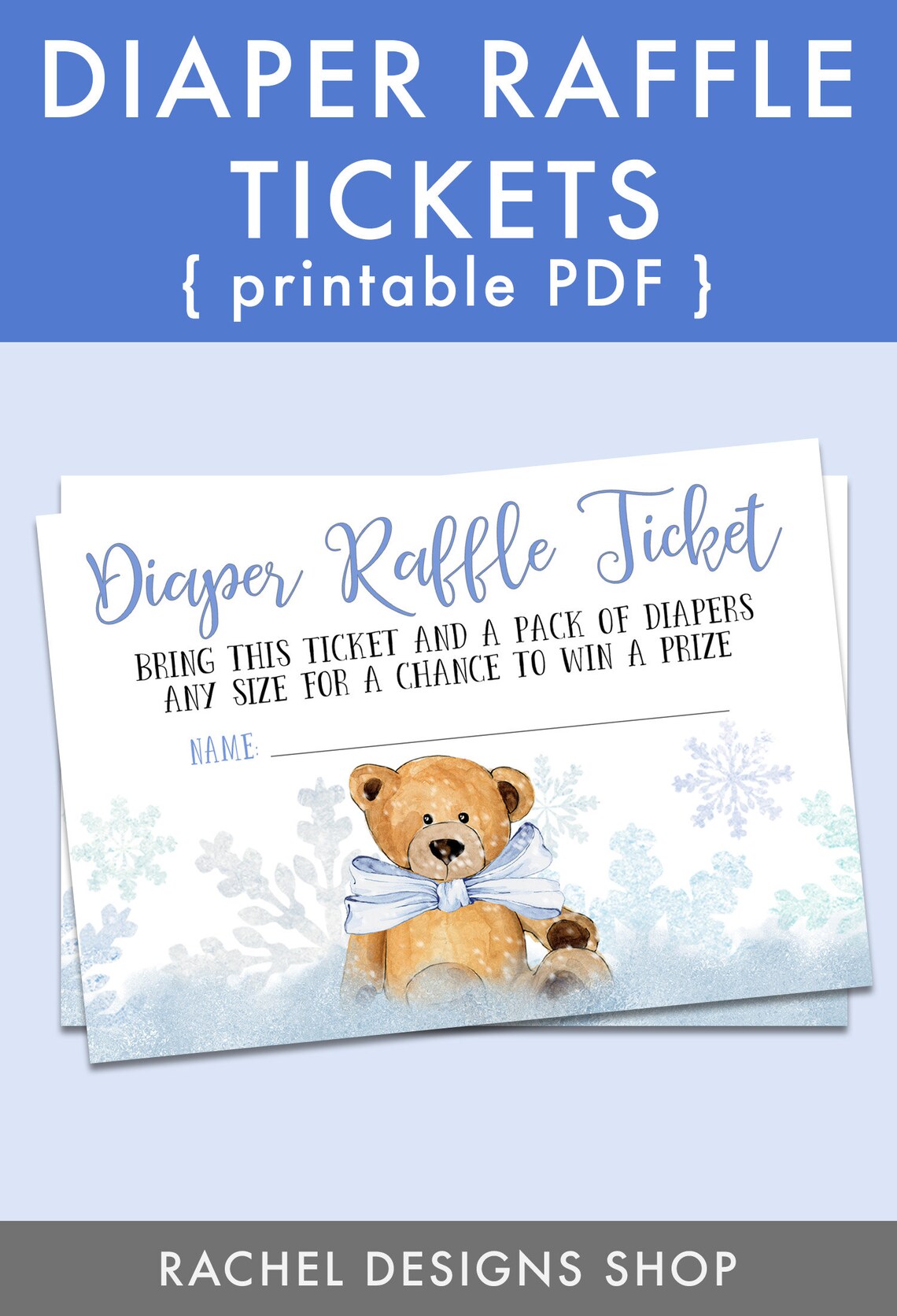 Teddy Bear Diaper Raffle Ticket Printable Diaper Raffle | Etsy