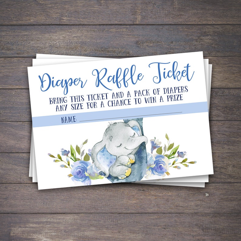 Elephant Diaper Raffle Ticket Printable Diaper Raffle Ticket - Etsy