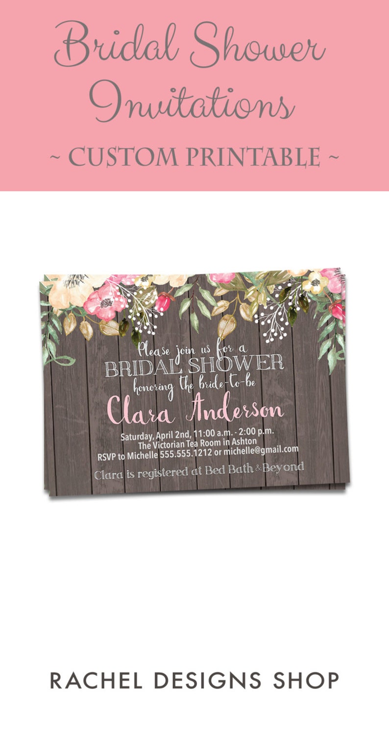 Bridal Shower Invites Rustic Wedding DIY Bridal Shower Etsy