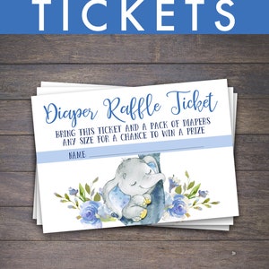 Elephant Diaper Raffle Ticket Printable Diaper Raffle Ticket - Etsy