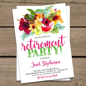 Retirement Invitation | Tropical Retirement Party Invitation | Retirement Party Invitation Tropical | Tropical Retirement Invite