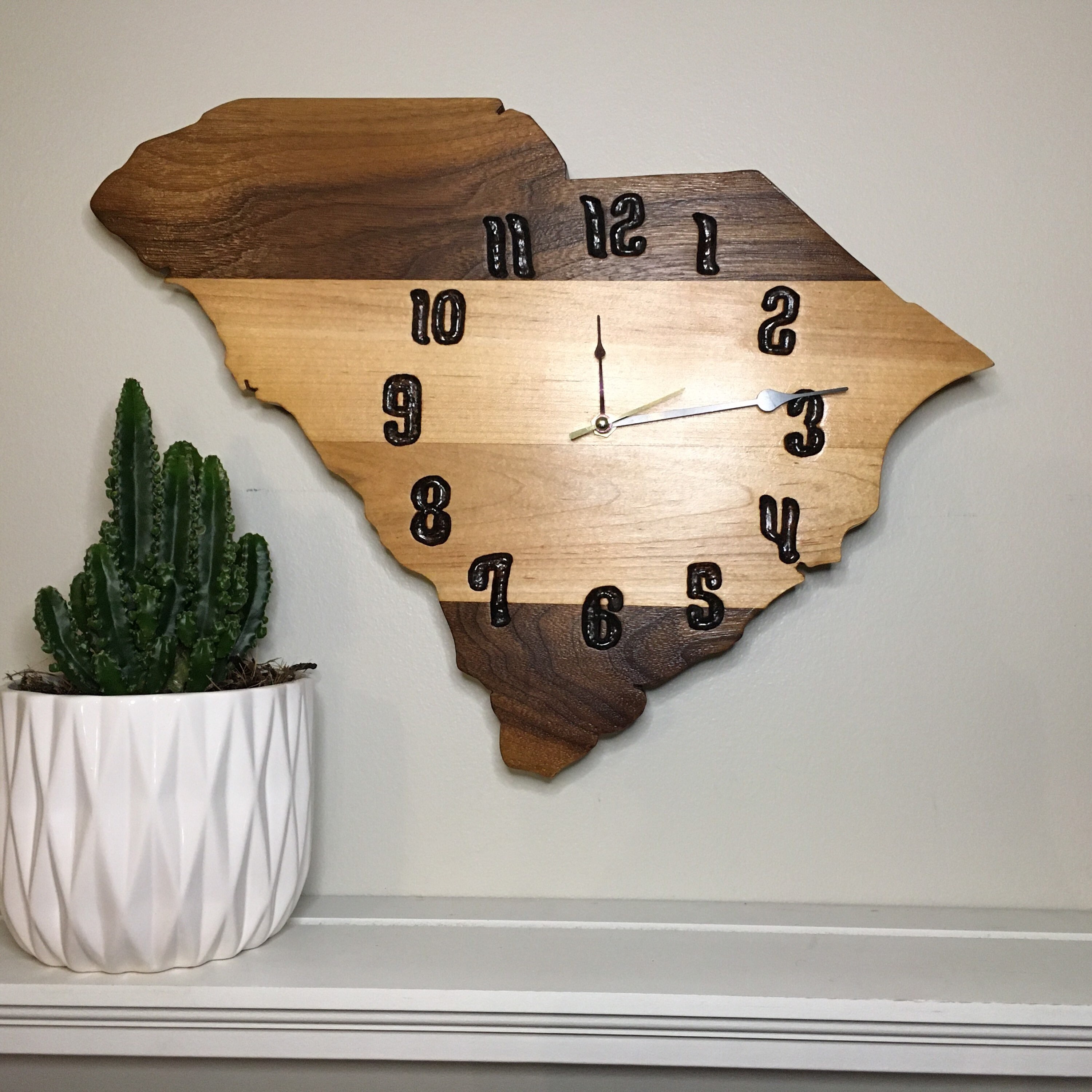 South Carolina State Wood Engraved/Burned Wall Clock Etsy