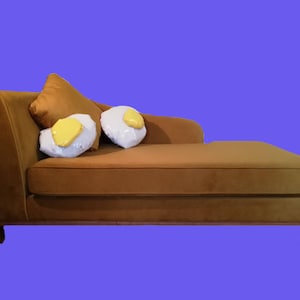 Fried Egg Cushions/ Soft sculptures/ Hand made/ Yellow, Pink & Vinyl