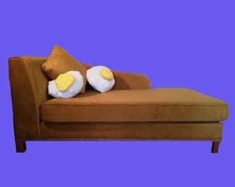 Fried Egg Cushions/ Soft sculptures/ Hand made/ Yellow, Pink & Vinyl