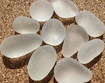 Vidro do mar transparente em formato de lágrimas de sereia - 10 peças grandes de vidro de praia liso e fosco.