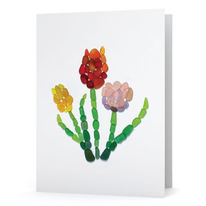 Seeglas Tulpen Blumen Hinweis Karte - Seeglas-Mosaik, leer innen