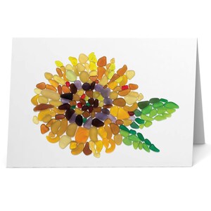 Sea Glass Sunflower Grußkarte - Seaglass Mosaik, leere Innenseite