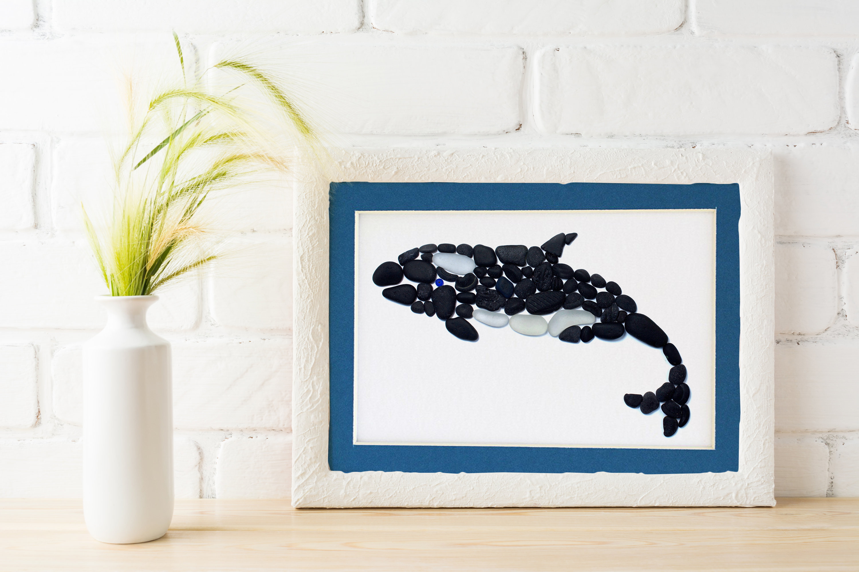 シーグラス・オルカ - シーグラスアート シャチ マットプリント - Etsy