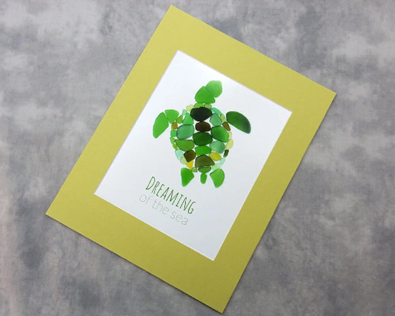 Sea Glass Sea Turtle Matted Print - "dreaming of the Sea" - Etsy
