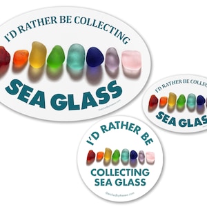 I'd Rather Be Collecting Sea Glass Laptop or Bumper Sticker - Rainbow