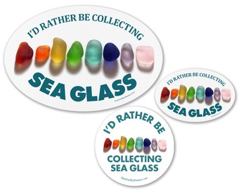 I'd Rather Be Collecting Sea Glass Laptop or Bumper Sticker - Rainbow