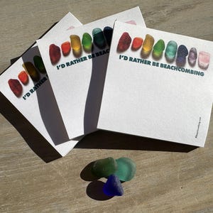 Bloc de notas adhesivas "Preferiría estar buscando en la playa": bloc individual o paquete de 3