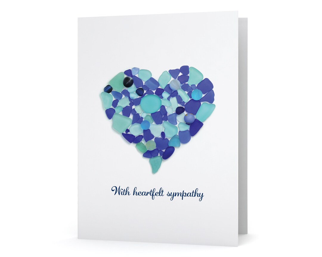Sea Glass Heart "with Heartfelt Sympathy" Card - Seaglass Art Print ...