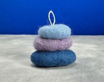 Felt Sea Glass Stack - Cute cairn made from colorful wool felt "beach glass" pieces - Christmas Ornament, Gift Decoration, Sun Catcher