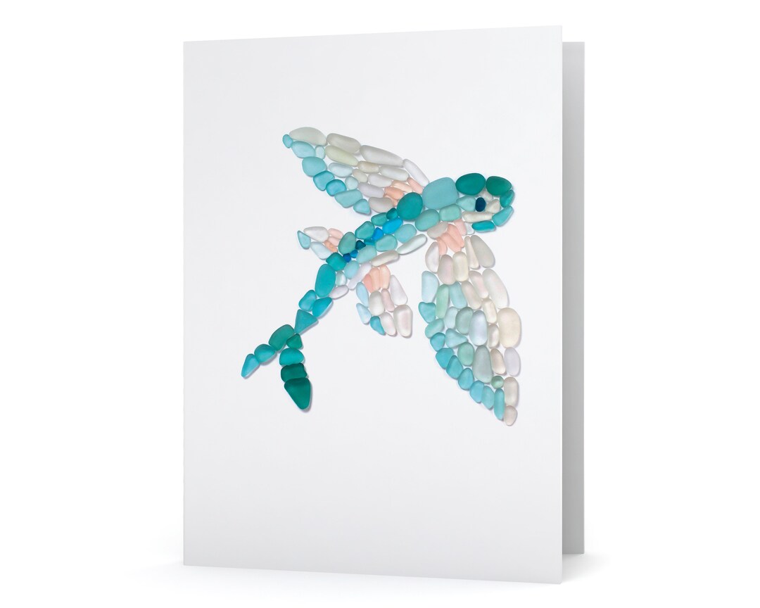 Sea Glass Flying Fish Card - Seaglass Art Print, Blank Inside - Etsy