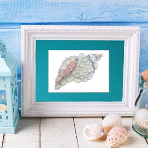 Sea Glass Seashell - Seaglass Art Print Conch Shell Matted Print - Etsy