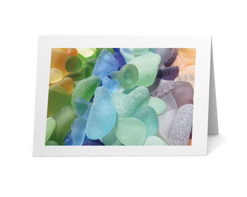 Frosty Sea Glass Card - Seaglass Art Print, Blank Inside - Etsy