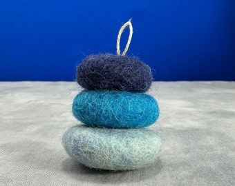 Felt Sea Glass Stack - Cute cairn made from colorful wool felt "beach glass" pieces - Christmas Ornament, Gift Decoration, Sun Catcher