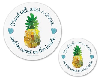 Pineapple Sea Glass Sticker - Stand tall, wear a crown, and be sweet on the inside