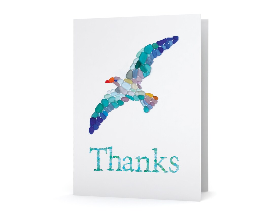 Sea Glass Albatross Thanks Card - Seaglass Art Print, Blank Inside - Etsy