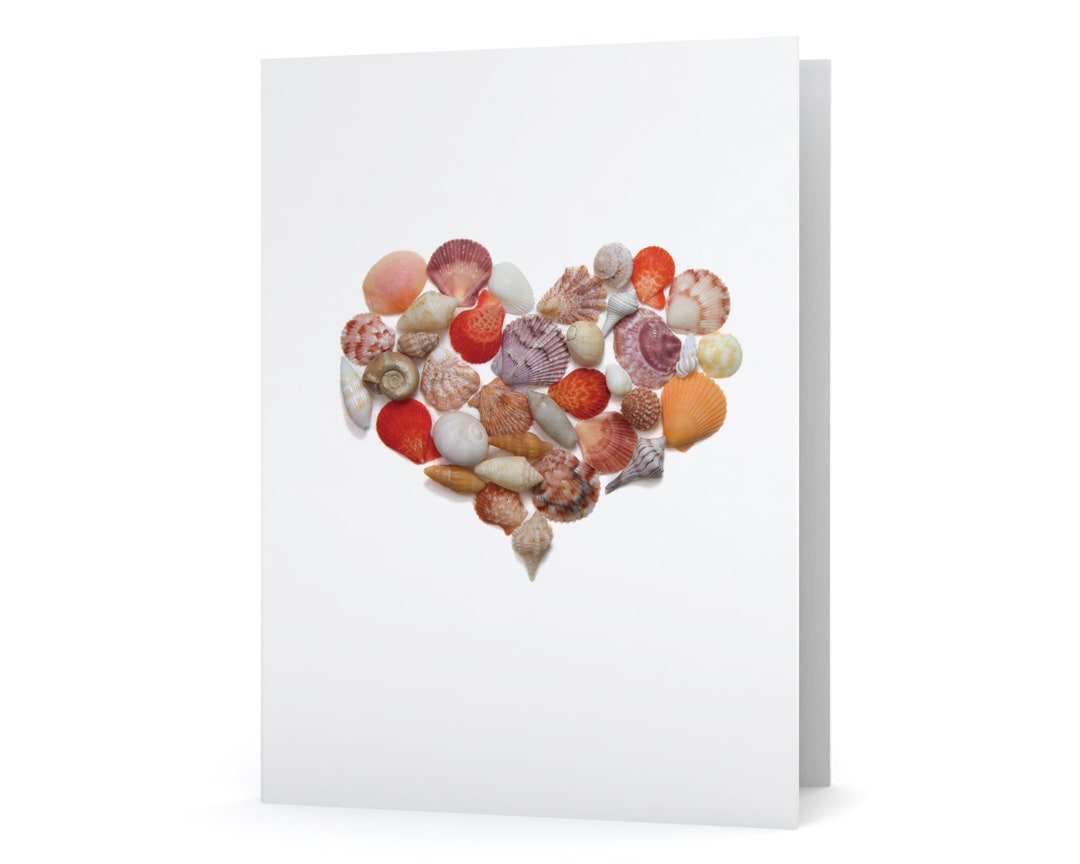 Seashell Heart Card - Seaglass Art Print, Blank Inside - Etsy