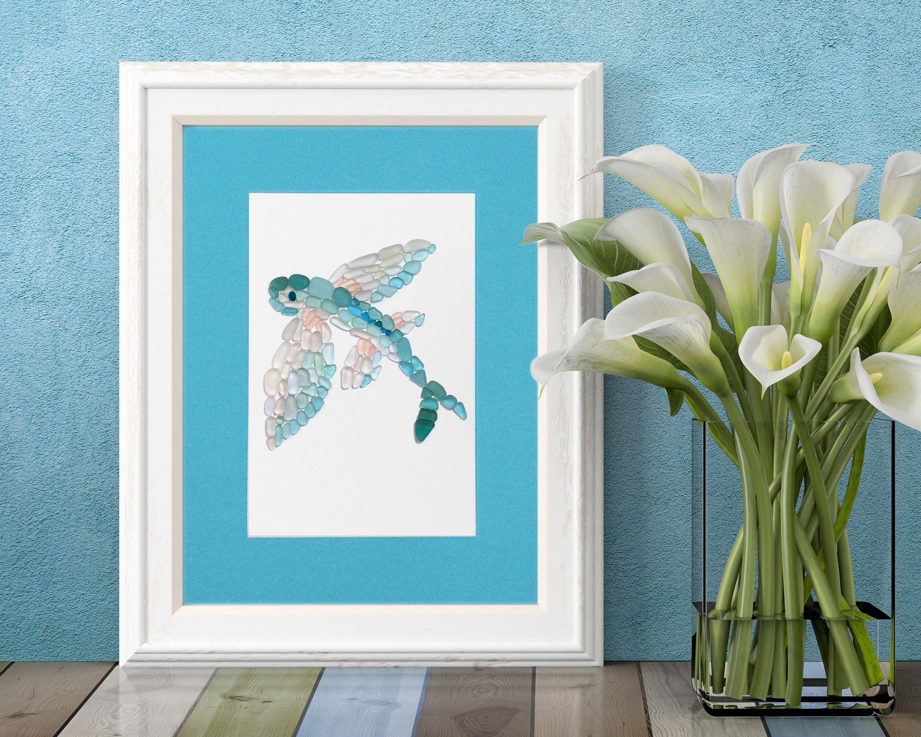Sea Glass Flying Fish - Seaglass Art Malolo Matted Print - Etsy