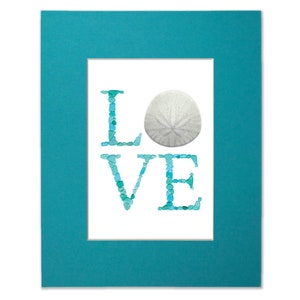 Sea Glass Sand Dollar LOVE - Seaglass Art Matted Print
