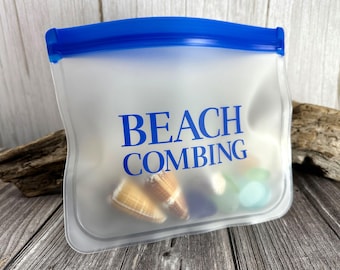 Saco reutilizável com fecho de correr para praia - Unidade ou pacote com 3 unidades