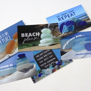 Cartes postales de voeux en verre de mer - Lot de 6