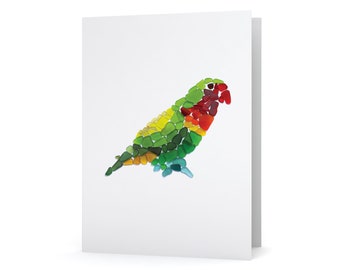 Sea Glass Parrot Card - Seaglass Art Print, Blank Inside