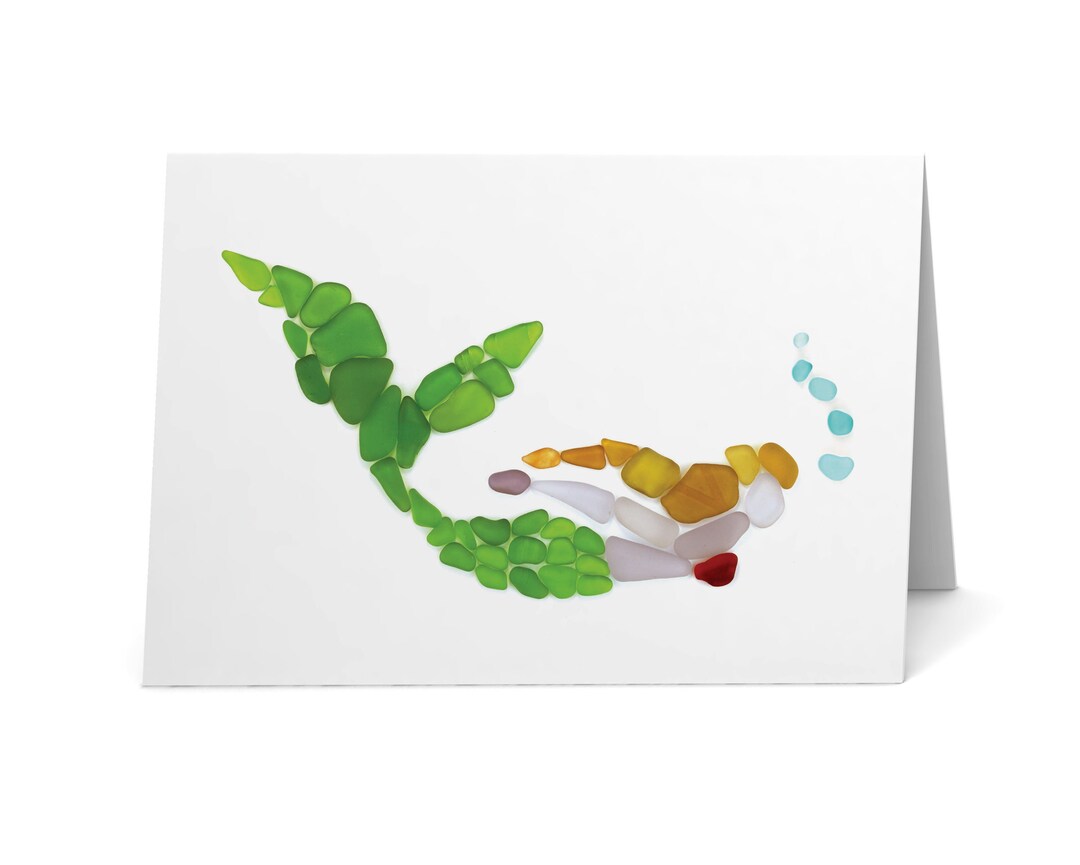 Sea Glass Mermaid Card - Seaglass Art Print, Blank Inside - Etsy