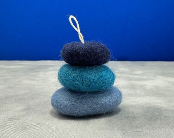 Felt Sea Glass Stack - Cute cairn made from colorful wool felt "beach glass" pieces - Christmas Ornament, Gift Decoration, Sun Catcher