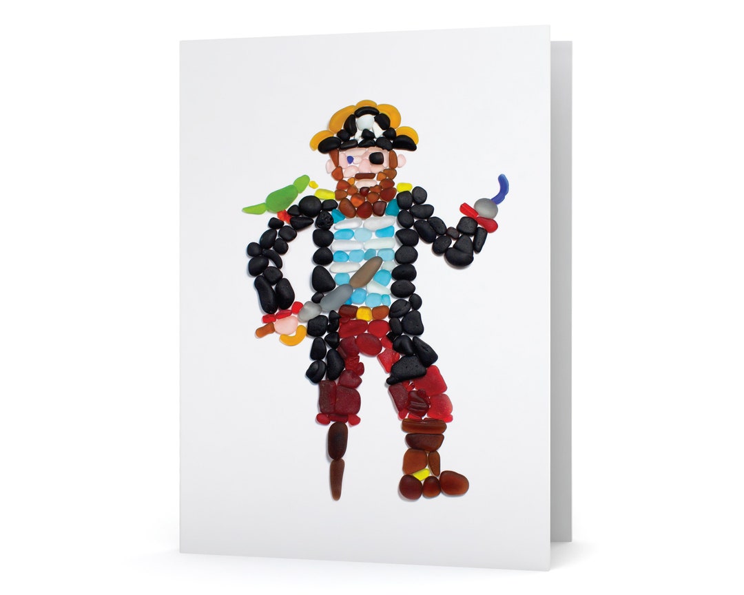 Sea Glass Pirate Card - Seaglass Art Print, Blank Inside - Etsy