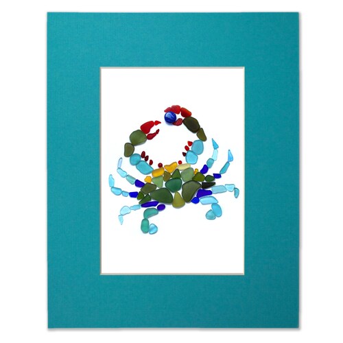 Sea Glass Rainbow Cat Seaglass Art Mosaic Matted Print Etsy