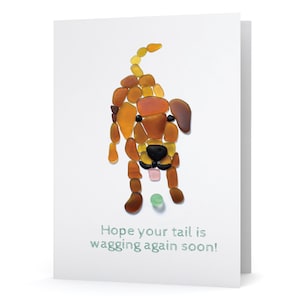 Sea Glass Dog « J'espère que votre queue remuera bientôt ! Carte de rétablissement