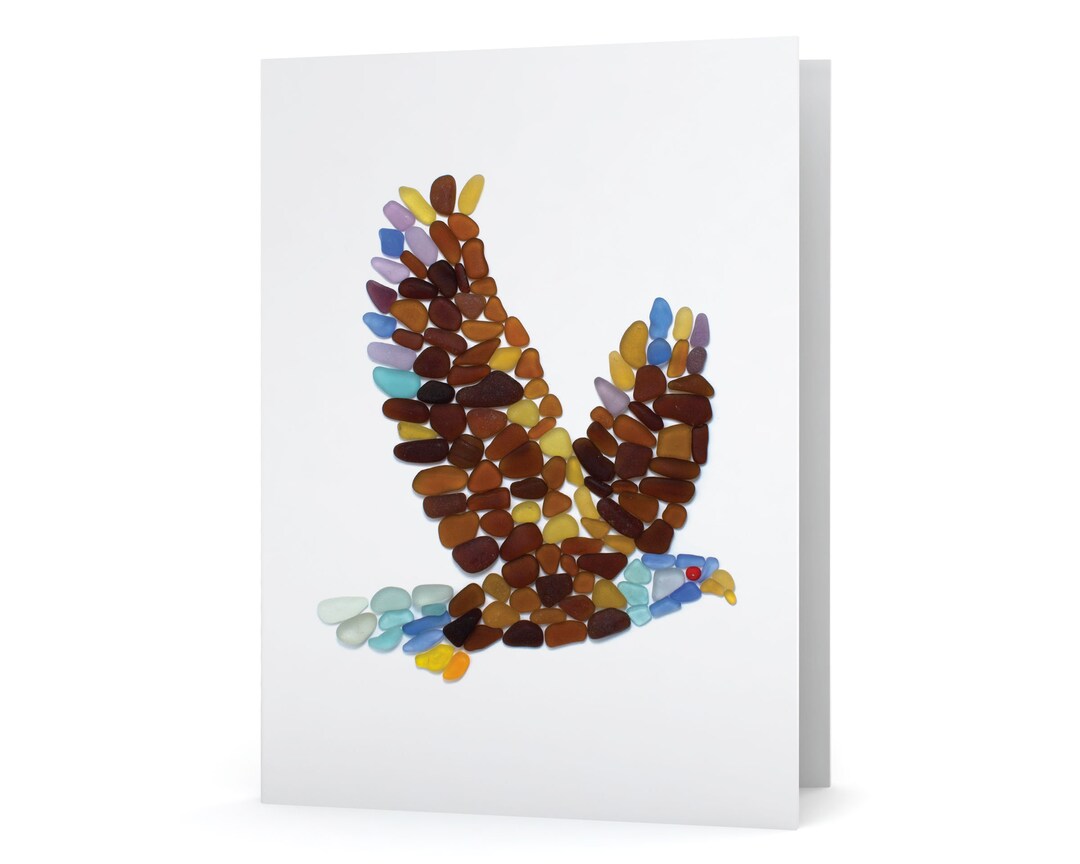 Sea Glass Bald Eagle Card - Seaglass Art Print, Blank Inside - Etsy