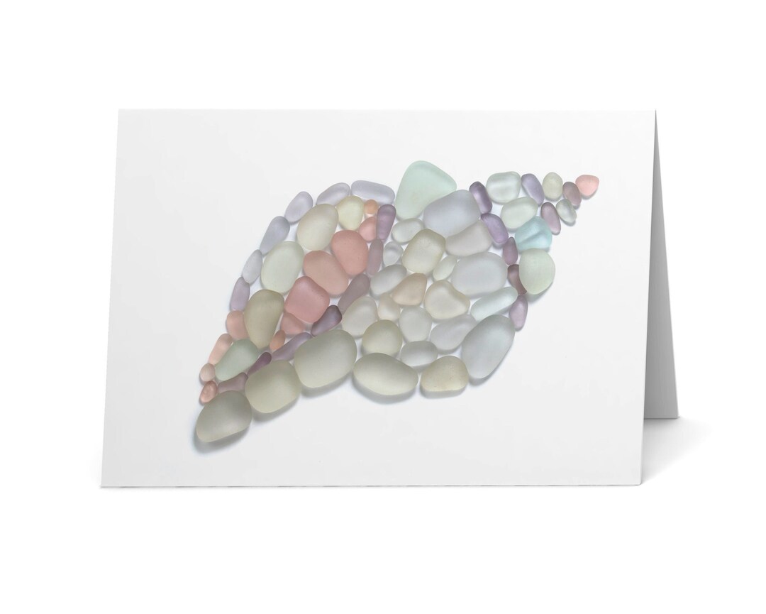 Sea Glass Conch Shell Card - Etsy