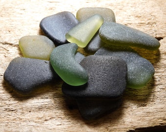 Dark Green Sea Glass - 10 Genuine sea glass pieces