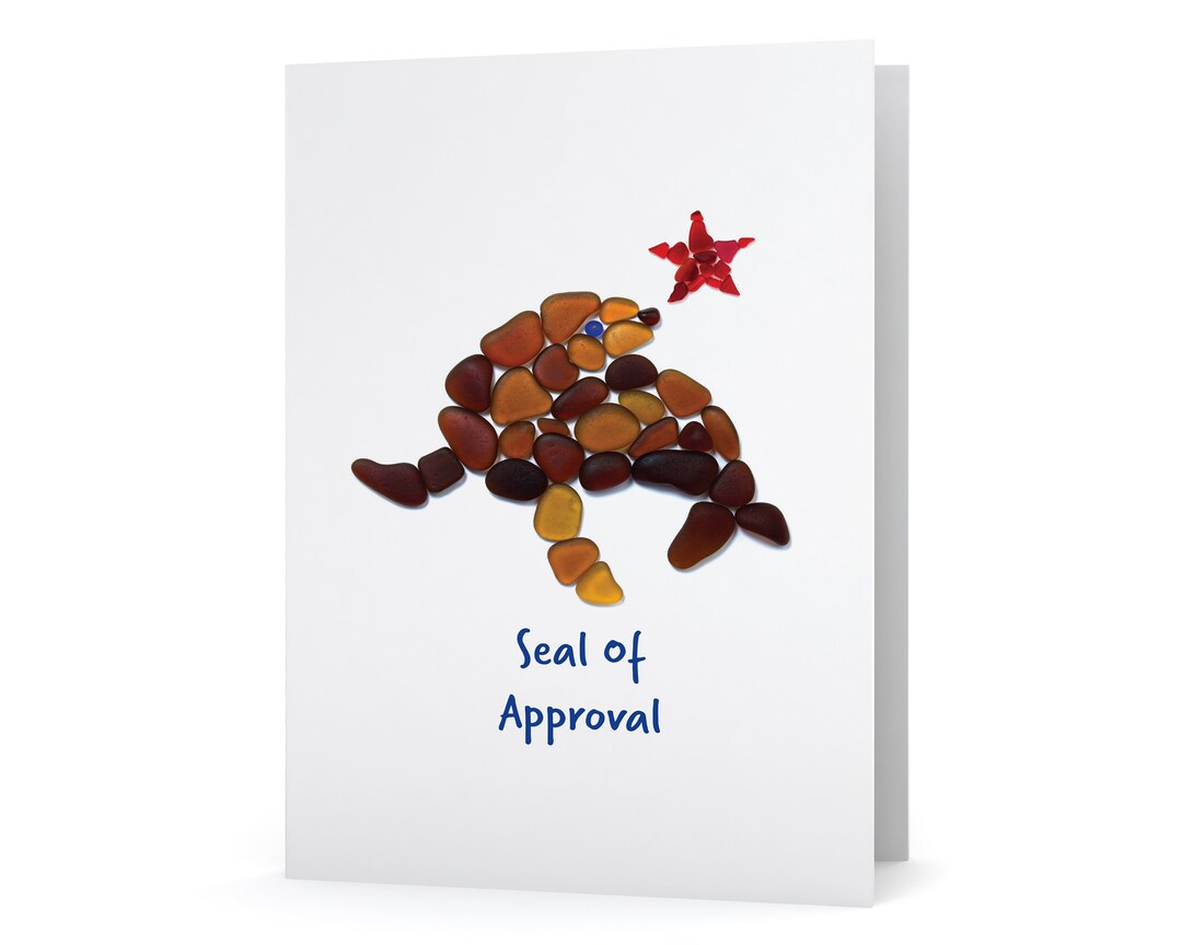 Sea Glass "seal of Approval" Card - Seaglass Art Print, Blank Inside - Etsy